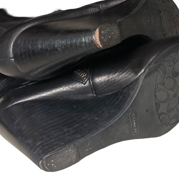Coach Leather Tall Wedge Boots - Picture 9 of 10